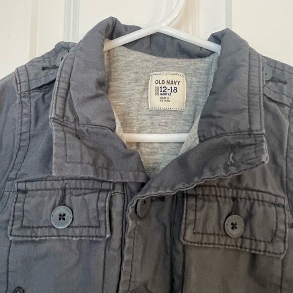 Old Navy 12-18 month toddler boy gray utility jacket/fall coat - Picture 2 of 5